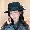 French Romantic Autumn/winter Floral Wool Flat-top Hat for Women, Fashionable, Versatile, Elegant, High-end, and Elegant Hats That Make the Face Look