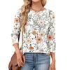 343/4 Sleeve Shirts For Women Cute Print Graphic Tees Blouses Casual Plus Size Basic Tops Pullover