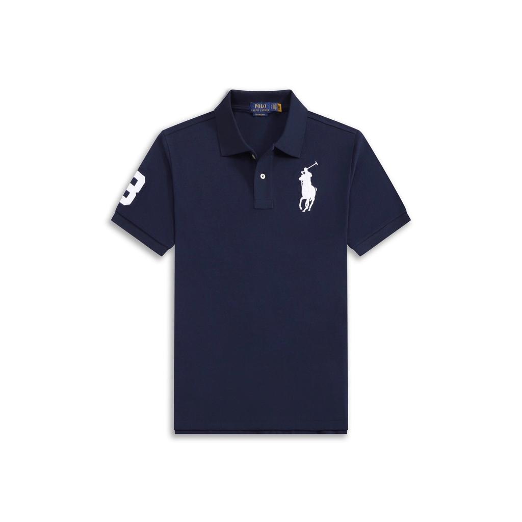 POLO Men's New Summer Big Horse Logo Embroidered Turn-Down Collar Cotton Short Sleeve Casual Polo Shirt