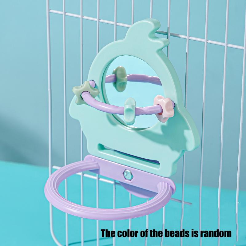 Interactive Little Bird Relieve Boredom Mirror Toy Parrot Grinding Teeth Stand Pole Stand Gnawing Bird Toy Birdcage Accessories