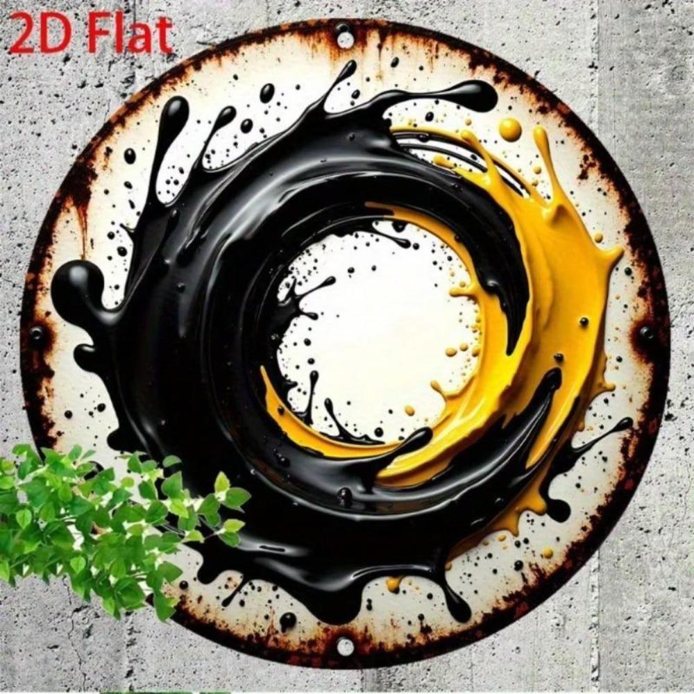 Vintage Black Yellow Metal Wall Art Sign 2D Contrast Design Durable Aluminum Kitchen Bar Cafe Garage Home Garden Decor