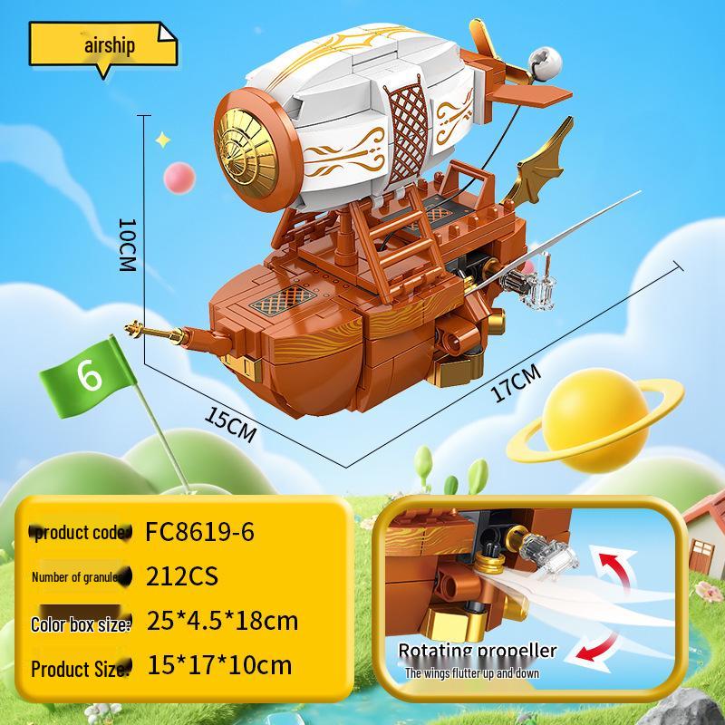 Fang Cheng Pull-String Helicopter Model Puzzle - Educational Building Blocks Toy for Kids