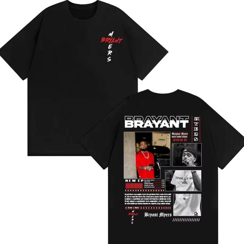 Rapper Bryant Myers 100cotton Unisexs shirt oversized album graphics summer Womens Y2k Hip Hop Oneck rock Streetwear Tshirt
