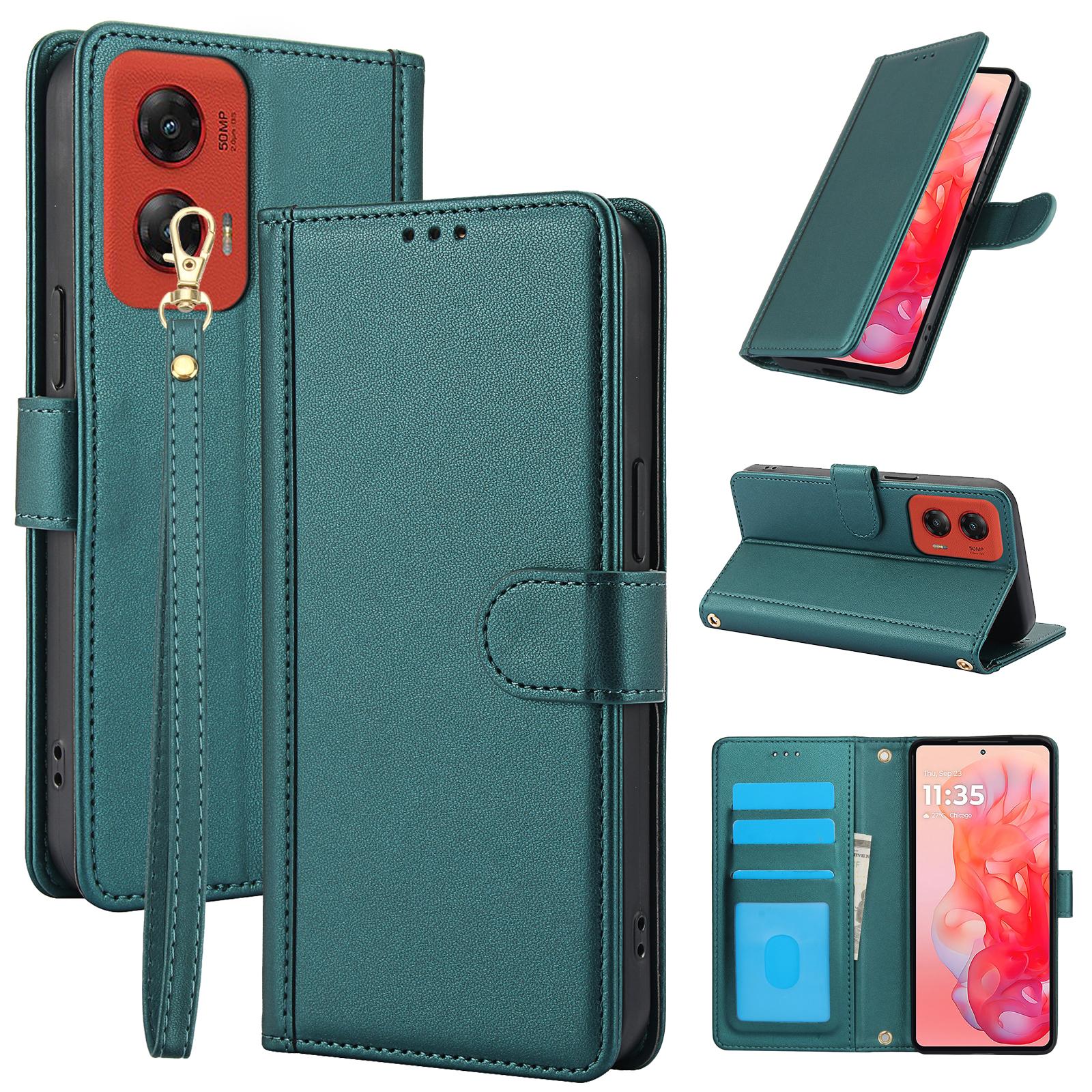 

SY-003 For Motorola Moto G Stylus 5G (2024) Case PU Leather Stand View Phone Wallet Cover with Hand Strap A