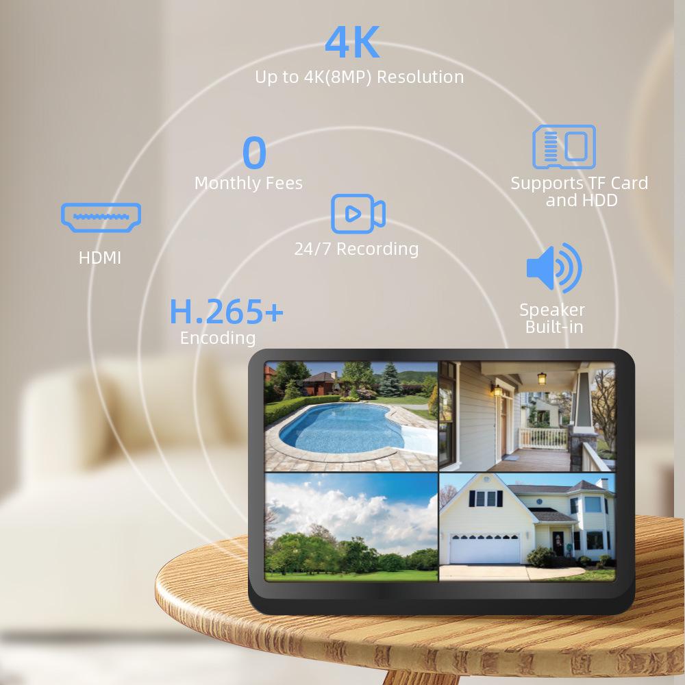 4MP Wireless Solar Surveillance Camera with Touch Screen – Outdoor Waterproof for Home & Mobile Remote Monitoring