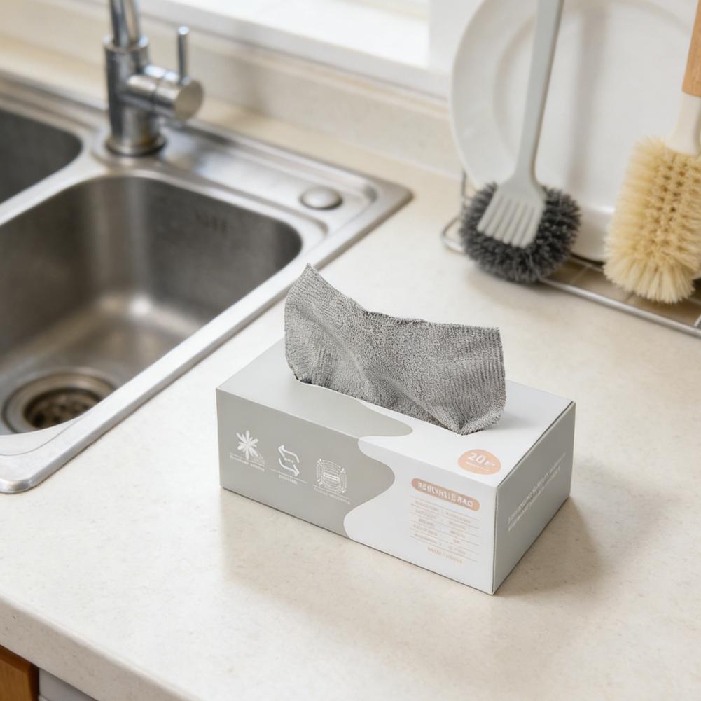 20Pcs/box Microfiber Towel Absorbent Kitchen Cleaning Dishcloth Non-stick Oil Dish Rags Napkins Home Cleaning Cloth Rags in Box