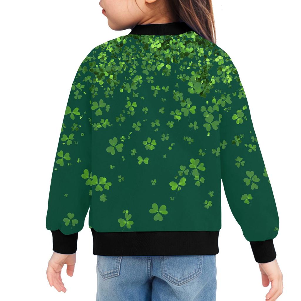 Dívčí bundy na zip Dětské podzimní mikiny s dlouhým rukávem Svrchní oděvy s kapsami St. Den svatého Patrika 5-15 let