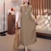 Womens Solid Color Crew Neck Short Sleeve Linen Blend Maxi Dress