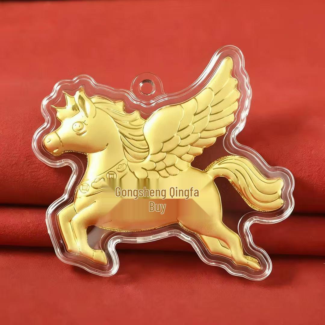 

Princess Please Gold Pegasus Pendant Keychain - Zodiac Horse Design