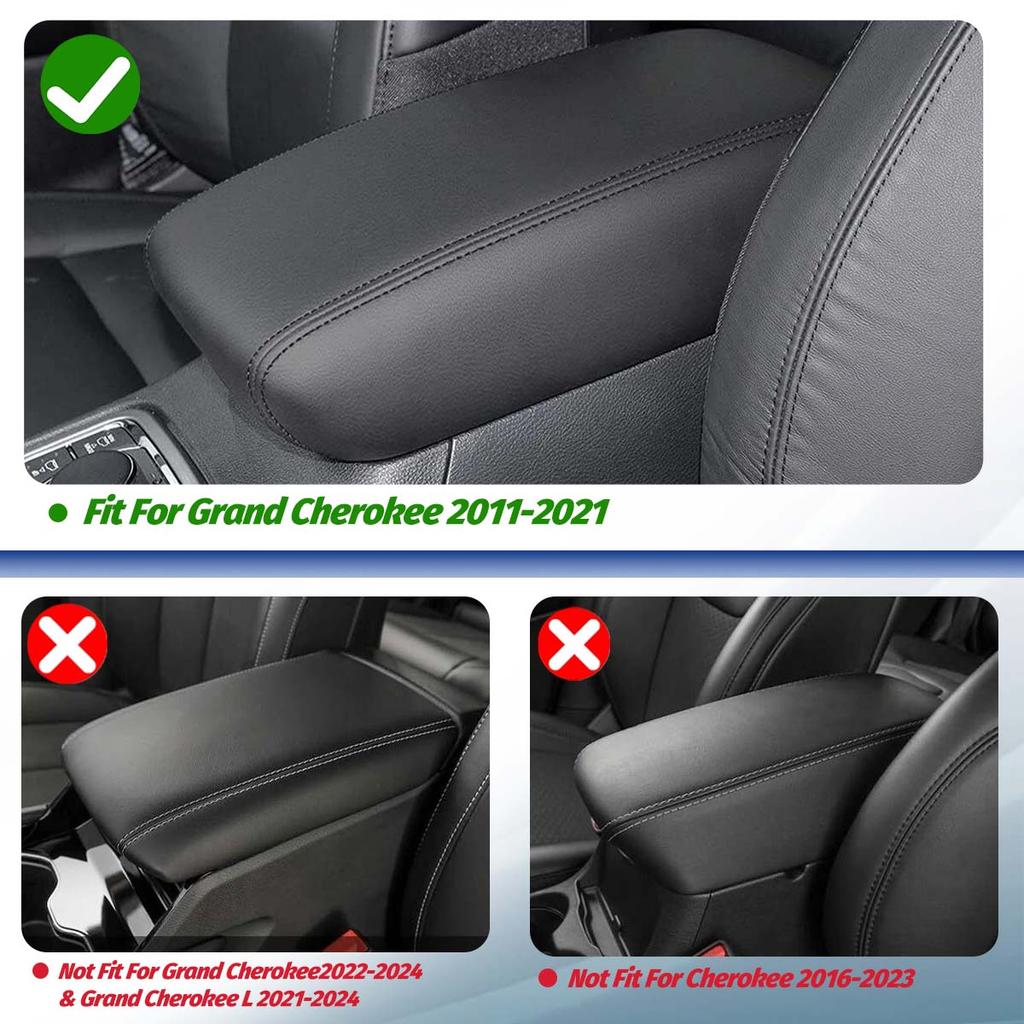 Car Center Armrest Box Cover Pad Microfiber Leather Waterproof Protection Black For Jeep Grand Cherokee Dodge Durango 2011-2020