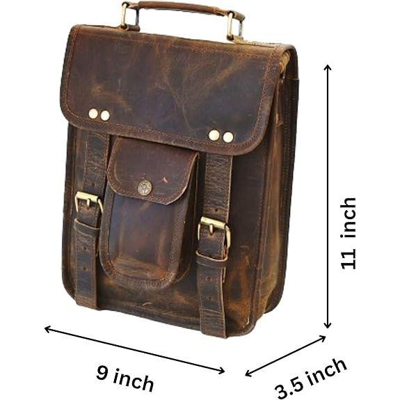 Men's Genuine Leather Small Briefcase Messenger Satchel Ipad Tab Tablet Bag 11 compatible with Apple product