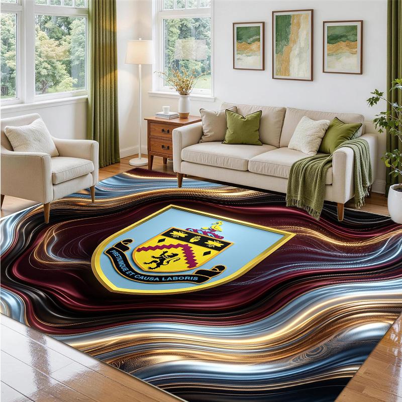 Burnley Football Design Crystal Velvet Rug Soft Decorative Mat for Bedroom Entrance