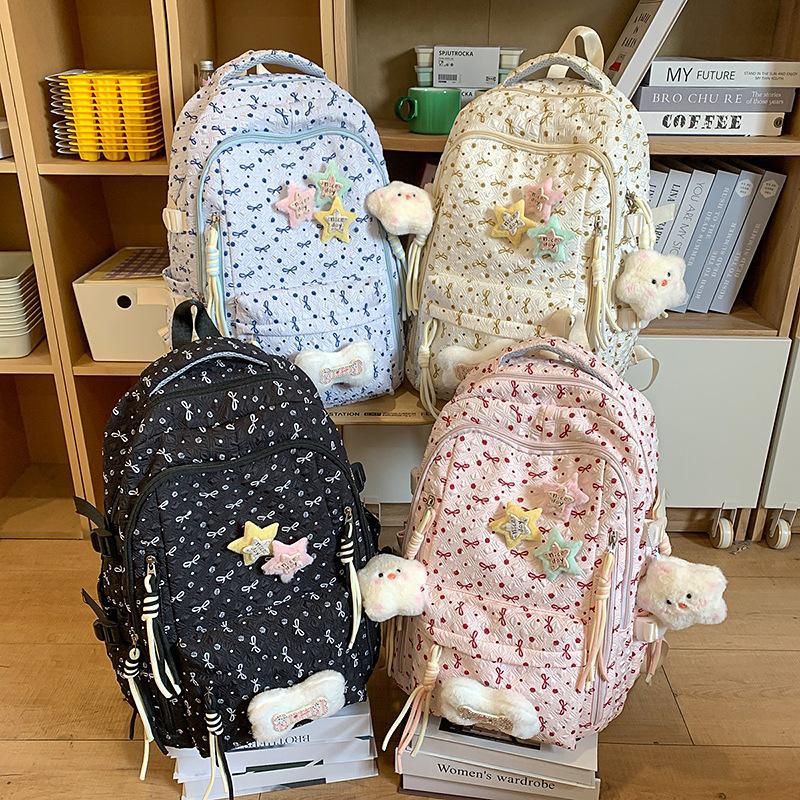 Japanese backpack women's 2025 new cute bow lightweight travel backpack campus student schoolbag tide