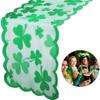 St. Patrick's Day Table Runner Tablecloth Irish Clover Embroidered Tablecloth Topper Dresser Scarf