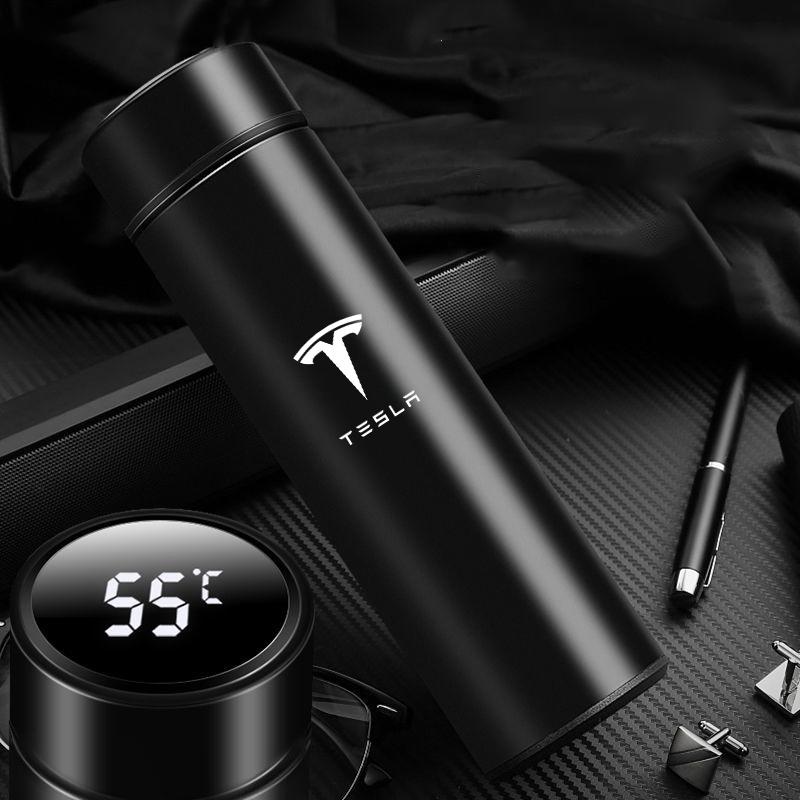 AMR1 Car 500ml Portable Coffee Thermos Car Smart Stainless Steel Insulation Cup For Tesla Model Y 3 S X Three Model3 Auto Accessories