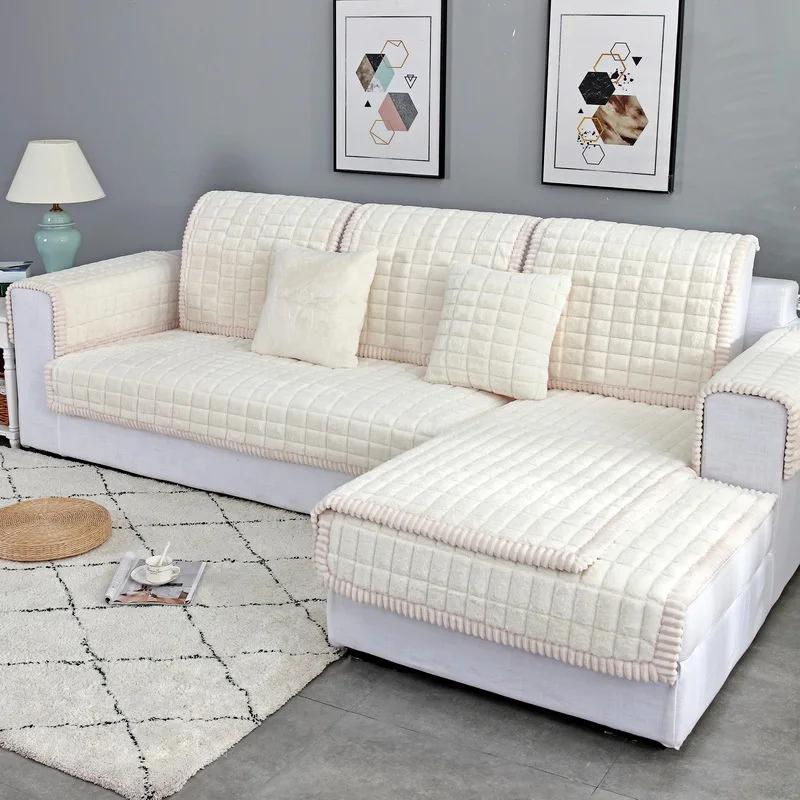 Утолщенный современный плюшевый чехол для дивана — фото 3