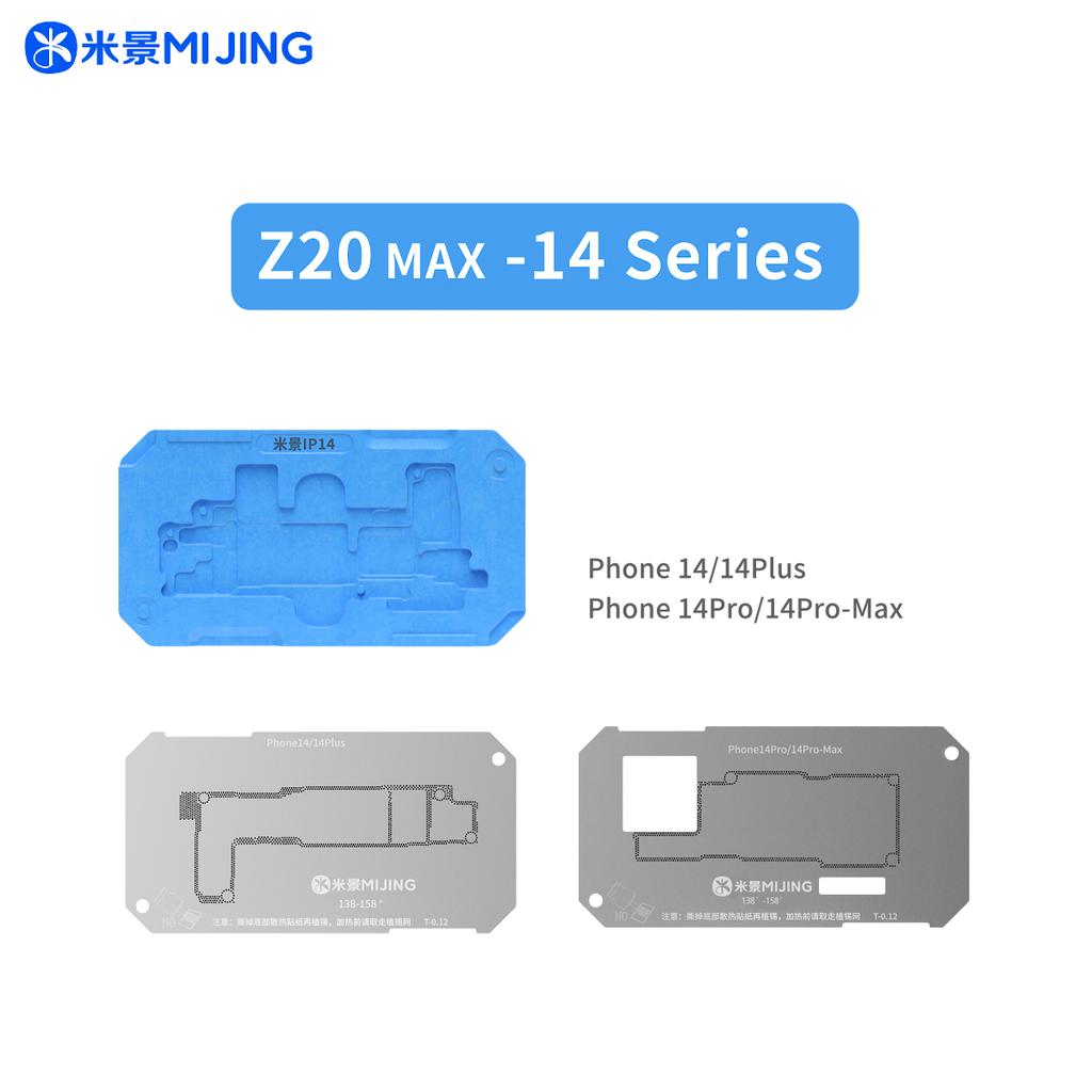 Mijing Z20 Pro Reballing Stencil Fixture Kits for iPhone X-17 Pro Max Motherboard Middle Frame Planting Tin Platform Hand Tools
