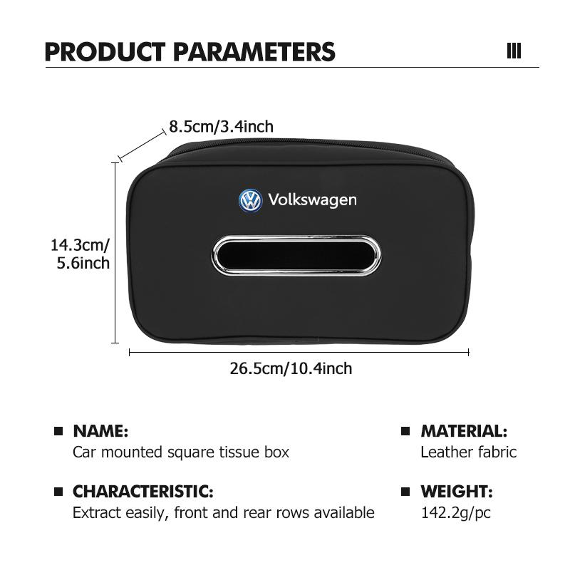 For Volkswagen VW Car Leather Tissue Box Square Vehicle Seat Back Tissue Holder Scirocco Passat Polo B5 B6 B7 CC Tiguan Sharan zh5