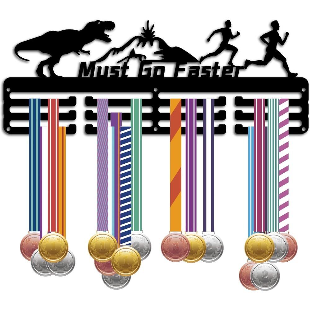 Metal Medal Holder Rack Wall Mounted Black Holds Over 60 Medals for Dancer Runner Ballet Swimmer 15.7 x 6 Inch