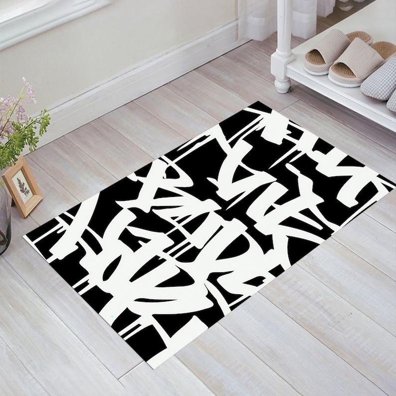 Граффити Ковер Уличное Искусство Ковер Темный Разноцветный Дизайн Роскошный Декор Комнаты Современный Крутой Коврик для Спальни Гостиной Дома 60*90cm