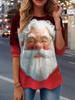 Women's Festive Santa Long Sleeve, Holiday Graphic Print Top,2025 Christmas Party Wear, Winter Seasonal Comfort Fit
