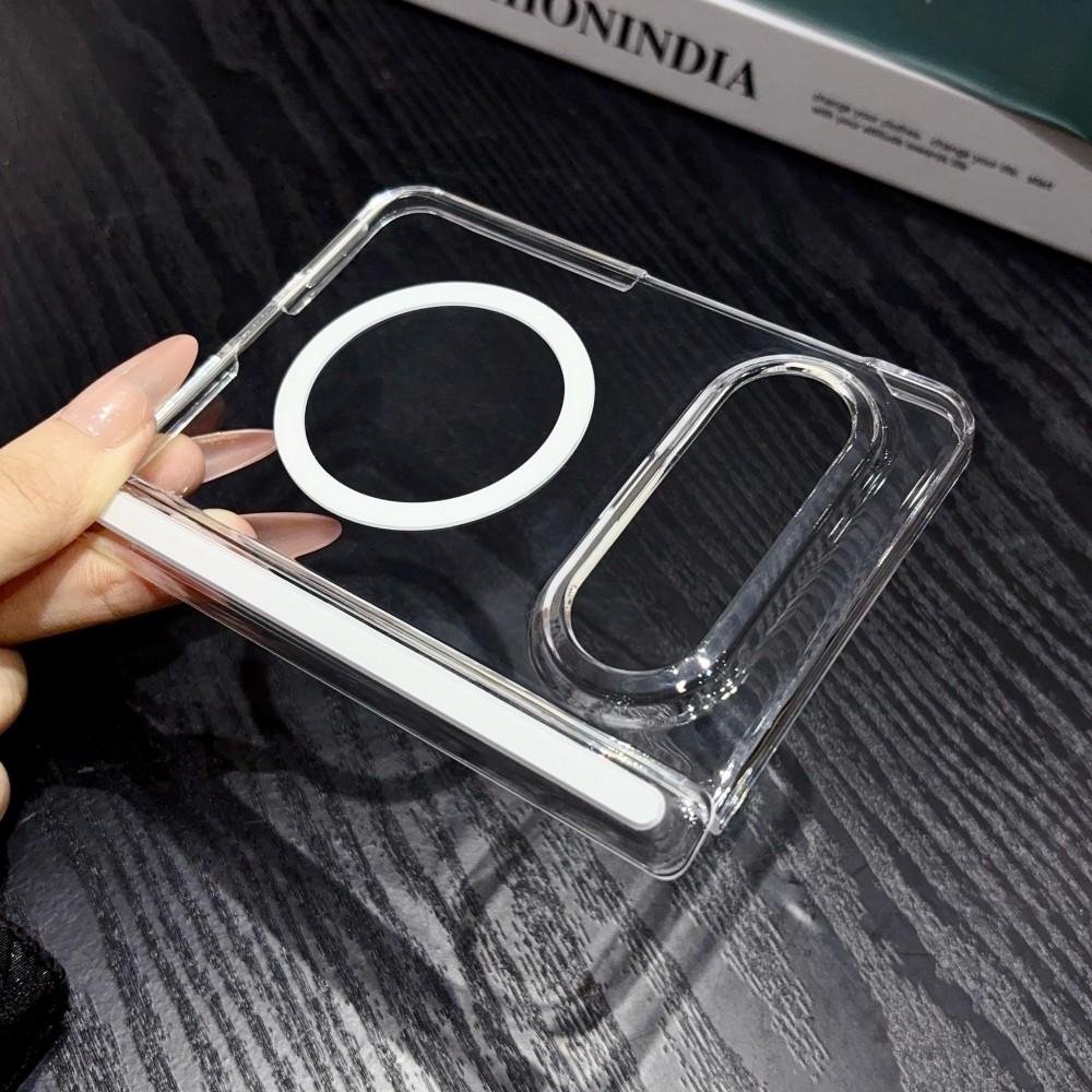 Transparent For HuaWei Pura X Max Phone Case Magnetic Wireless Charger PC Hard Shell Hinge Protective (Only Back Cover)