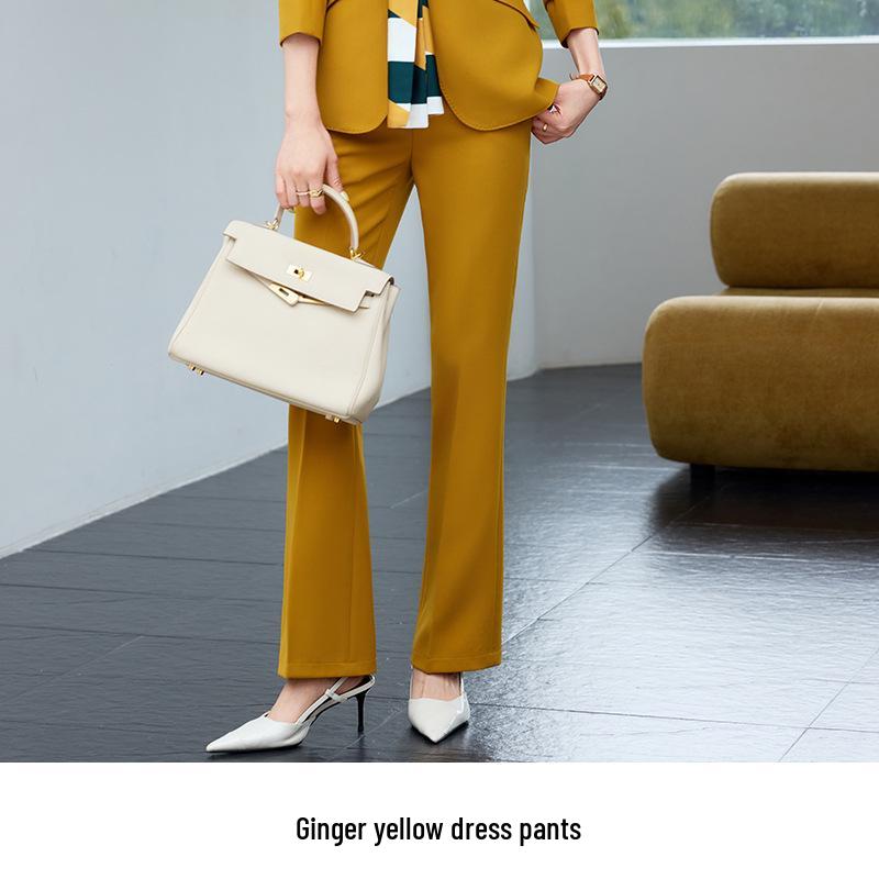 

Женский приталенный черный блейзер и брючный костюм с микроклешем 2XL