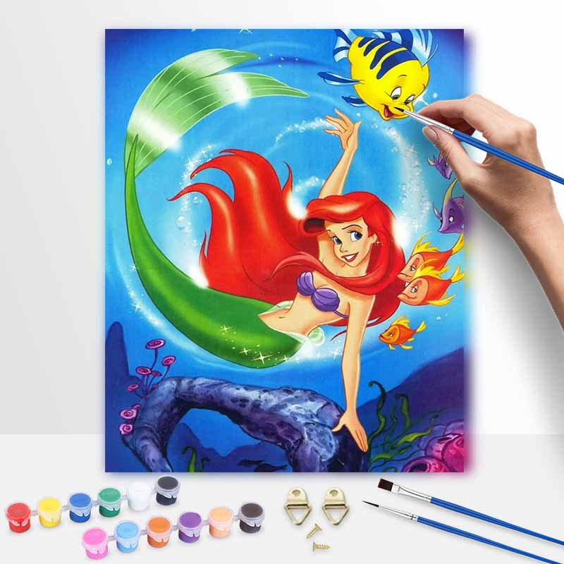 Disney The Little Mermaid Ariel Paint by Numbers Painting Art Kit Ocean Home Decor Gift 20x30cm