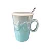 Light Luxury Colorful Relief Bow Mug with Cover Spoon Ceramic Mug
