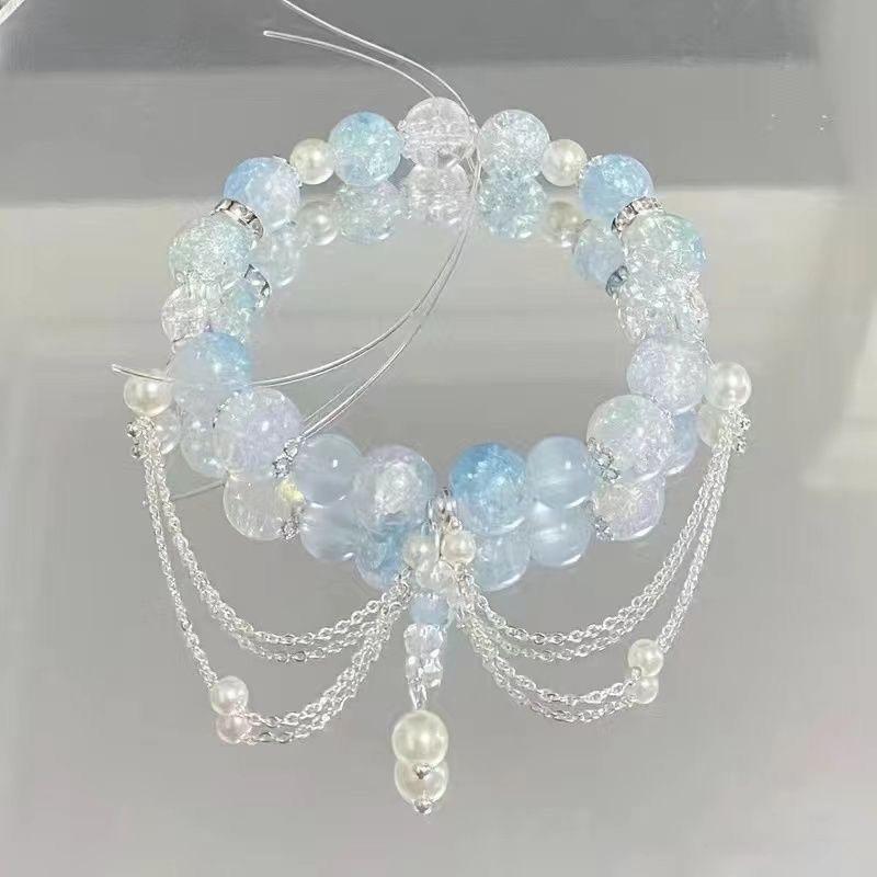 Moana deep sea blue bracelet, original gradual change niche blue sea fishtail starfish glazed bracelet