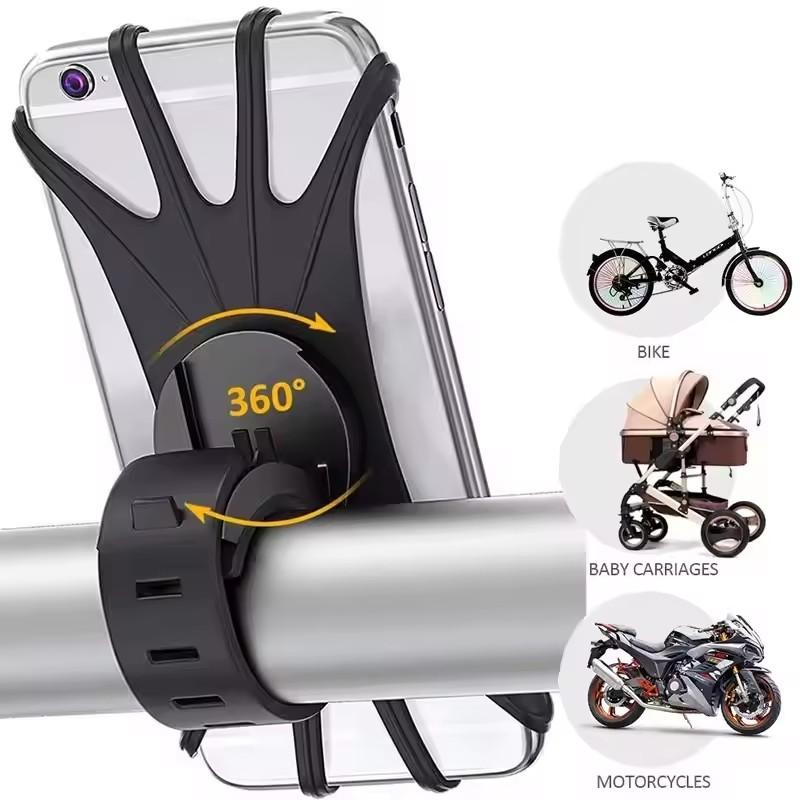 

Silicone Bicycle Phone Holder Universal Bike Motorcycle Mobile Phone Stand Handlebar Clip Bracket for 4 to 6.5 inch Cell Phone чёрный