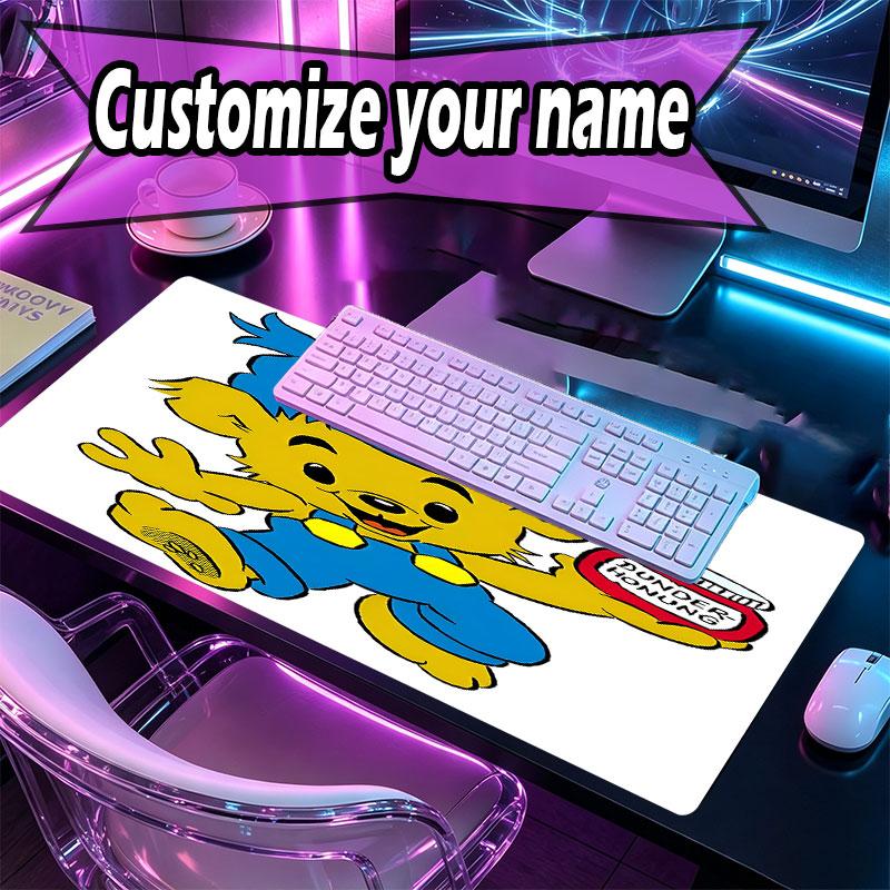 Custom Name Personalized Bamse Pattern Mousepad, Laptop PC Desk Mat, Decorative Desk Mat for Home Keyboard Pad Gift
