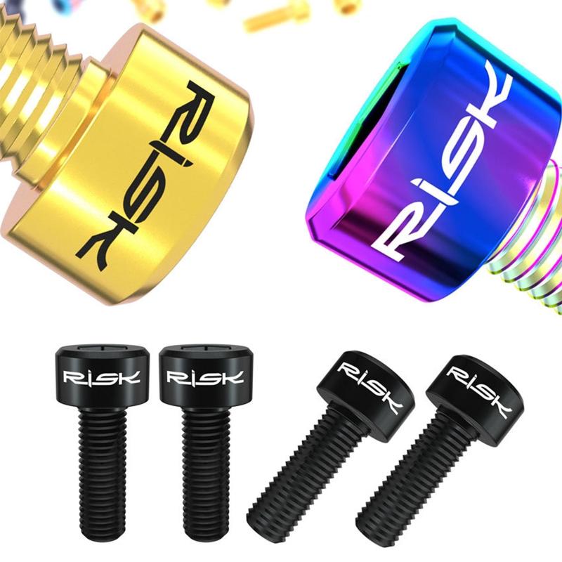 2Pcs M5x14mm for Titanium Alloy Brake Lever Bolts MTB Derailleur Lever Screws Fixed Brake Handle Bolt Bicycle Parts, 4 C