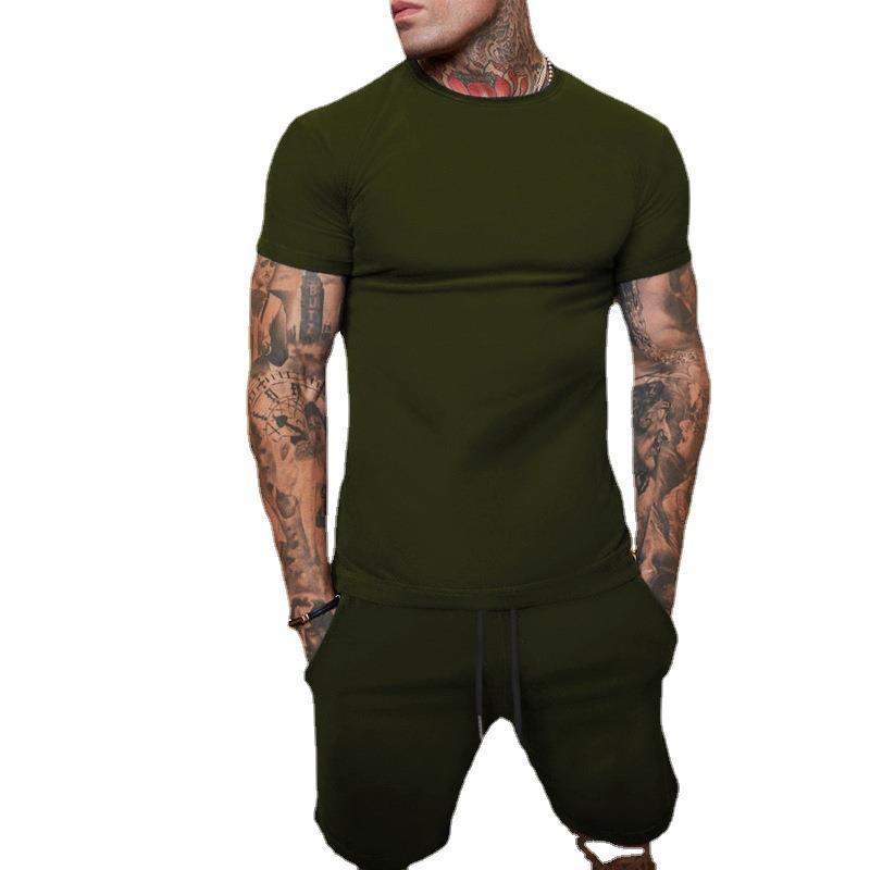 Men's Patchwork Short Sleeve Shirt Shorts Combo