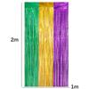 Gold Enchanting Green Purple Rain Curtain For Stunning Mardi Gras Setup Event