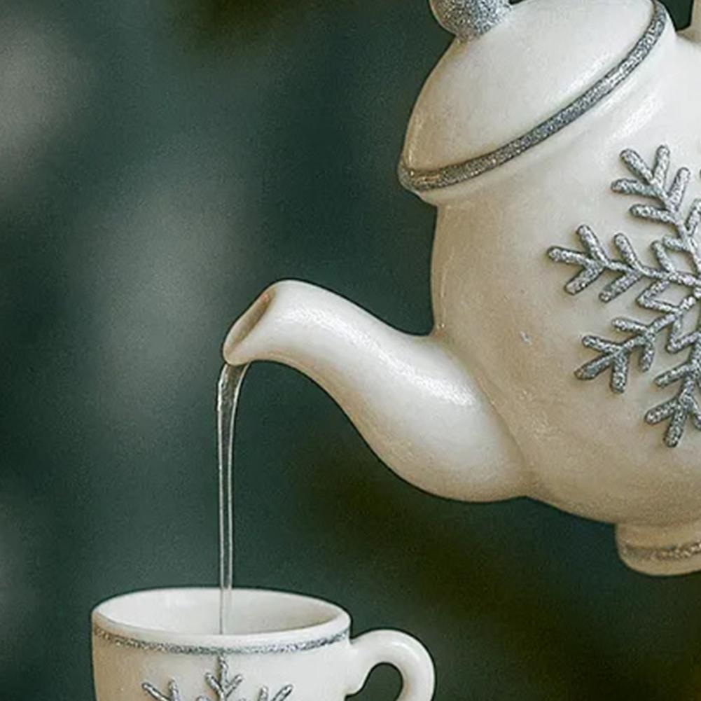 Christmas Teapot Ornament Vintage Christmas Tea Cup And Pot Hanging Decor with Pouring Tea Effect Gift for Tea Lovers