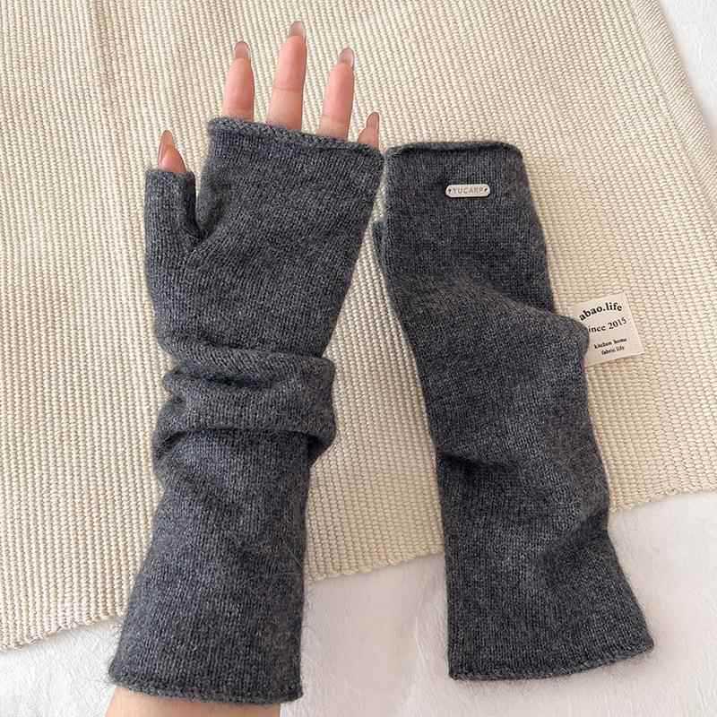 Knitted Long Fingerless Gloves for Women Warm for Autumn and Winter  Cloud Like Soft Texture  Raccoon Fleece  Fingerless Pile Sleeves