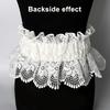 Women Belt Embroidery Lace Splicing Adjustable Fit Wide Elastic Belt Breathable Lace Imitation Leather Waistband Versatile Accessory
