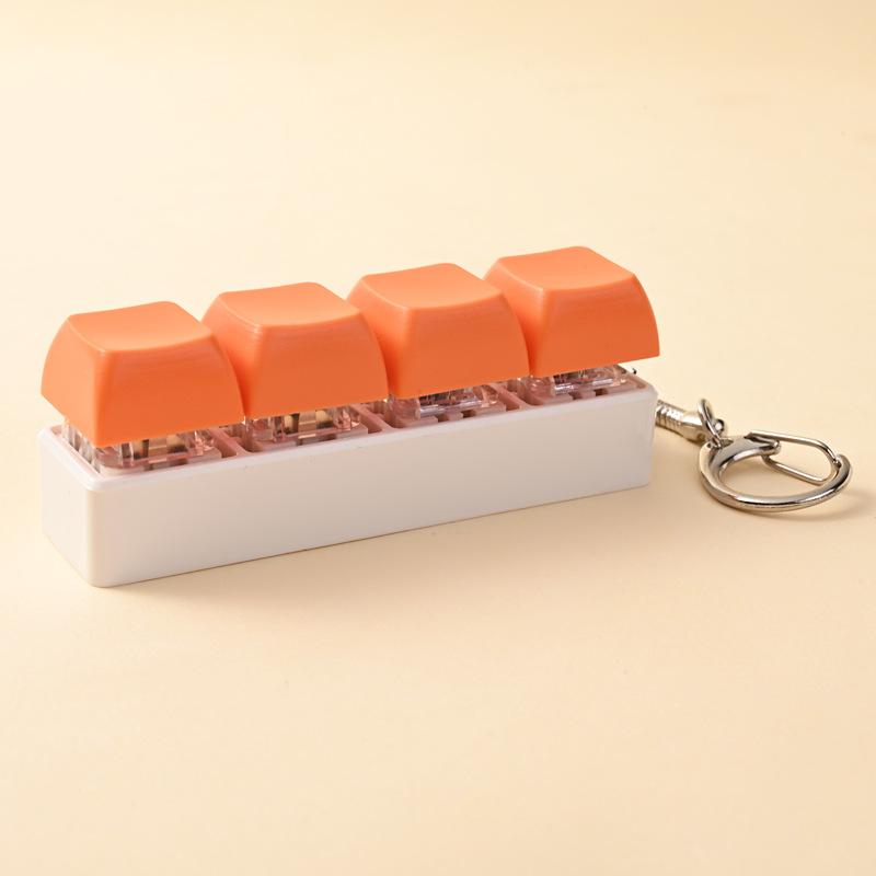 4 Keys Button Keycap Stress Relief Adult Fidget Toy Keychain 4 Keys Keyboard Fidget Gadgets Toys Diy Keyboard Keychain Toys