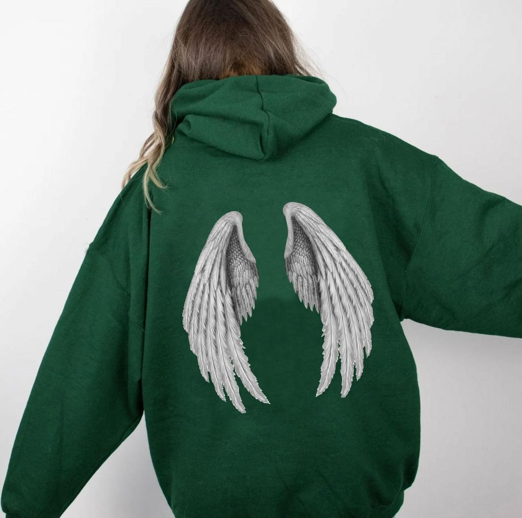 Women Wings Print Hoodies Harajuku Oversized Long Sleeve Hooded Jacket Female 2023 Autumn Hip Hop Punk Sweatshirt Top