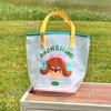 Jelly Beach Bag Waterproof Kawaii Print Pvc Storage Bag Transparent Travel Handbag Shoulder Bag Shopping Bag With Cute Pendant
