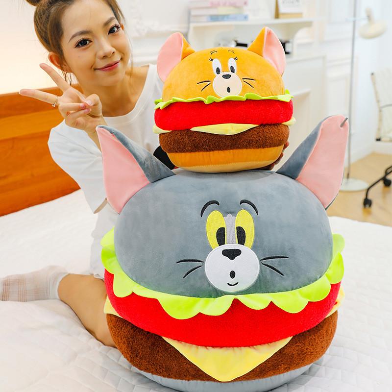 Tom Jerry And Giant Burger Plush Toy Creative Round Ball Kids Children Gift Doll