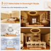 LED Ceiling Light with Remote Control,Dimmable 24 W 3-Color Ceiling Light with Dim Night Light 1800k Warm,Round Flush LED Ceiling Lights (White)