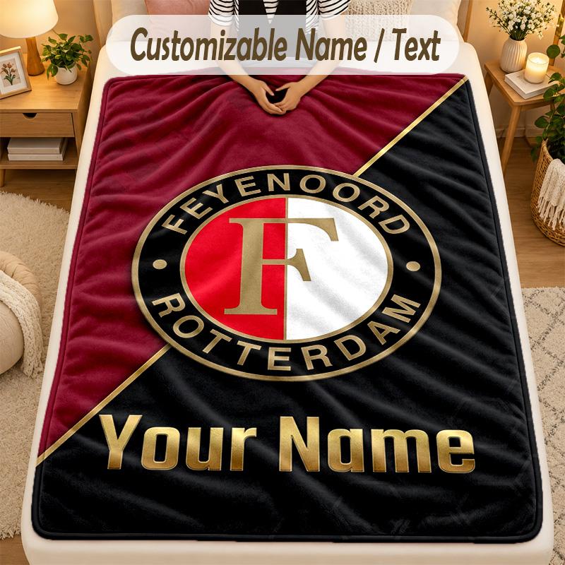 Flanel BattaniyeFeyenoord Özel İsim Yazısı Kişiselleştirilmiş Yumuşak Sıcak Atkı Battaniye Ev Dekorasyonu Hediye