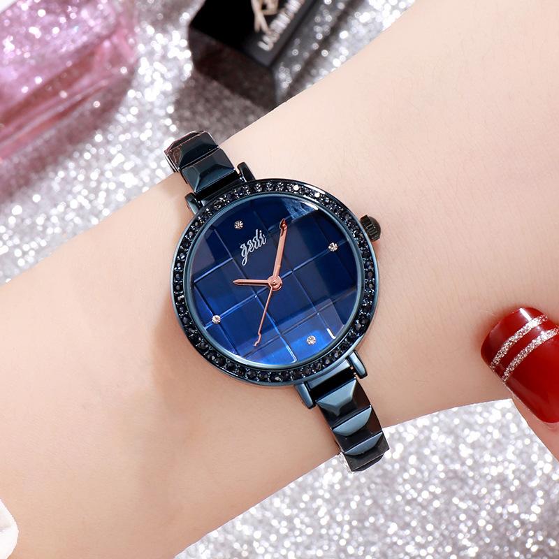 Rose Gold Temperament Socialite Watch Woman, Trendy Plaid Creative Bracelet Watch, Student Waterproof Fashion Watch