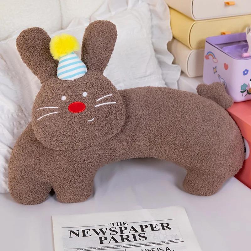 

55 см плюшевая подушка в виде кролика, милая игрушка, пушистые мультяшные животные, плюшевая подушка, рождественский подарок для детей на день рождения девочки 55cm x 32cm коричневый