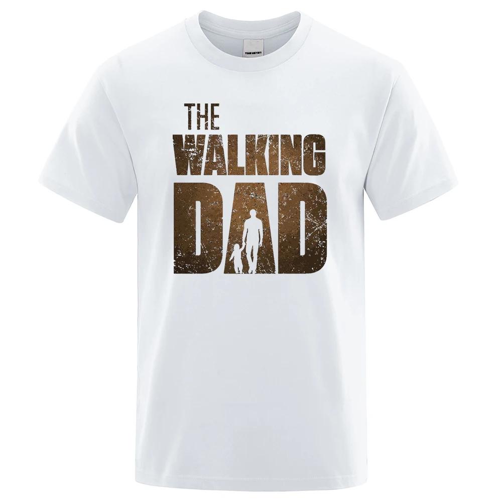 Walking Dad Fun Street Print T-shirt Men's Fashion Summer T-shirt Loose 100% cotton short sleeve Casual Hip Hop T-shirt