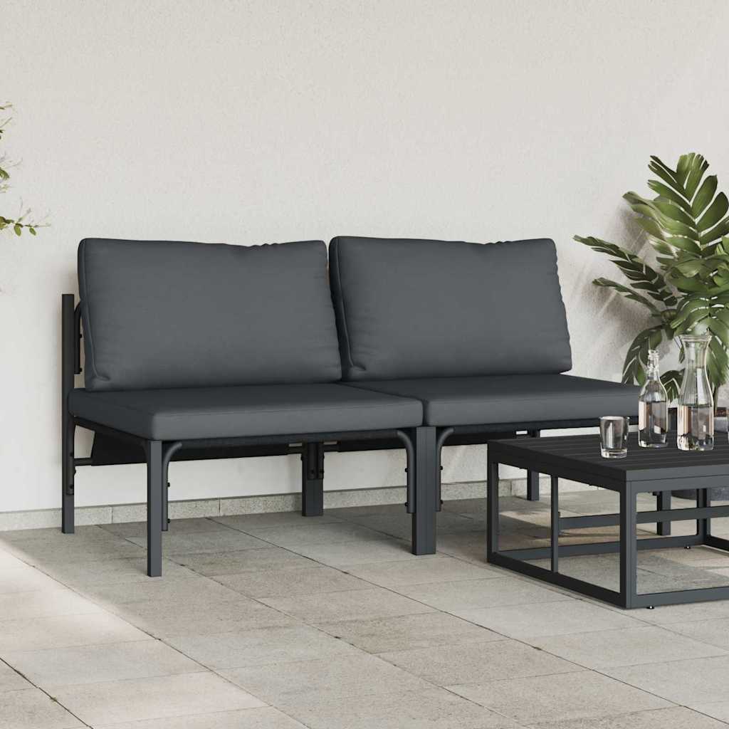 Garden Furniture with Cushions 2 Pieces Anthracite 80 X 80 X 71 Cm Steel