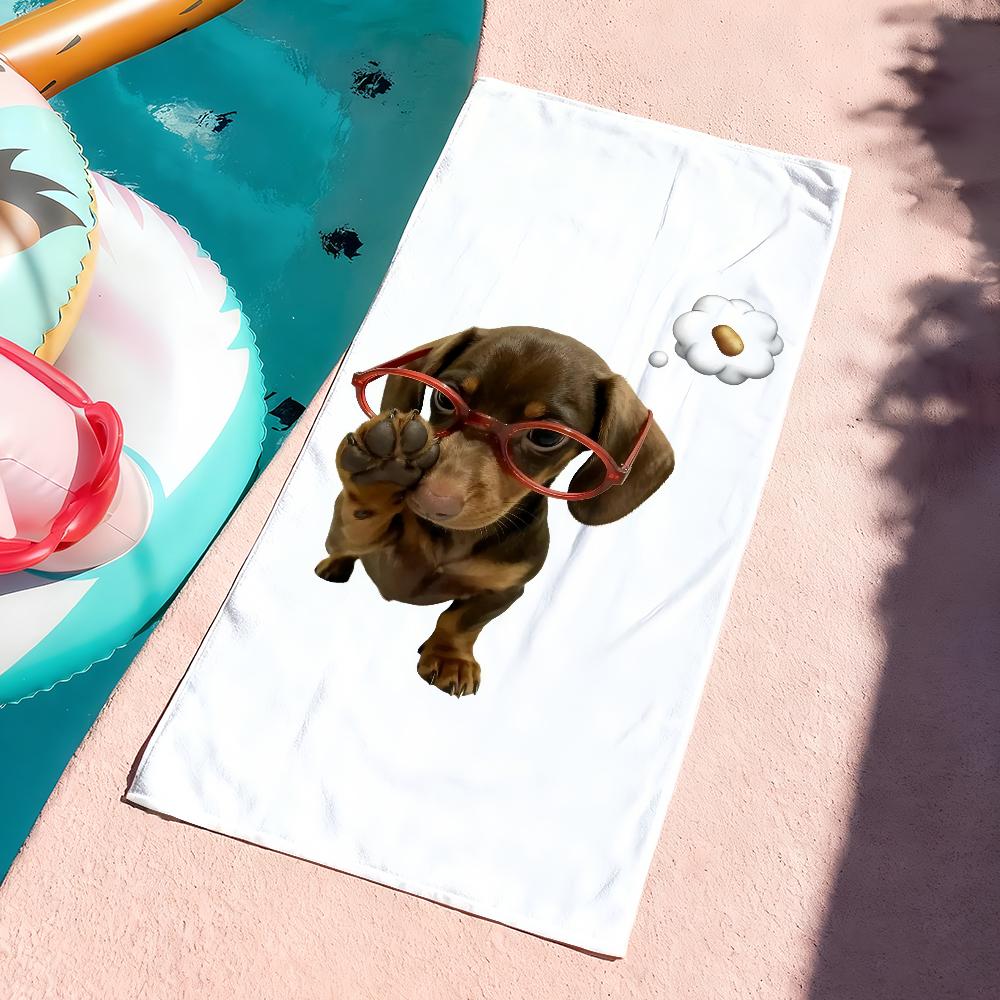 

Funny Cute Dachshund Towel Quick Dry Soft Yoga Swimming Fitness Mountain Climbing Large Beach Towels W30*H60(CM)