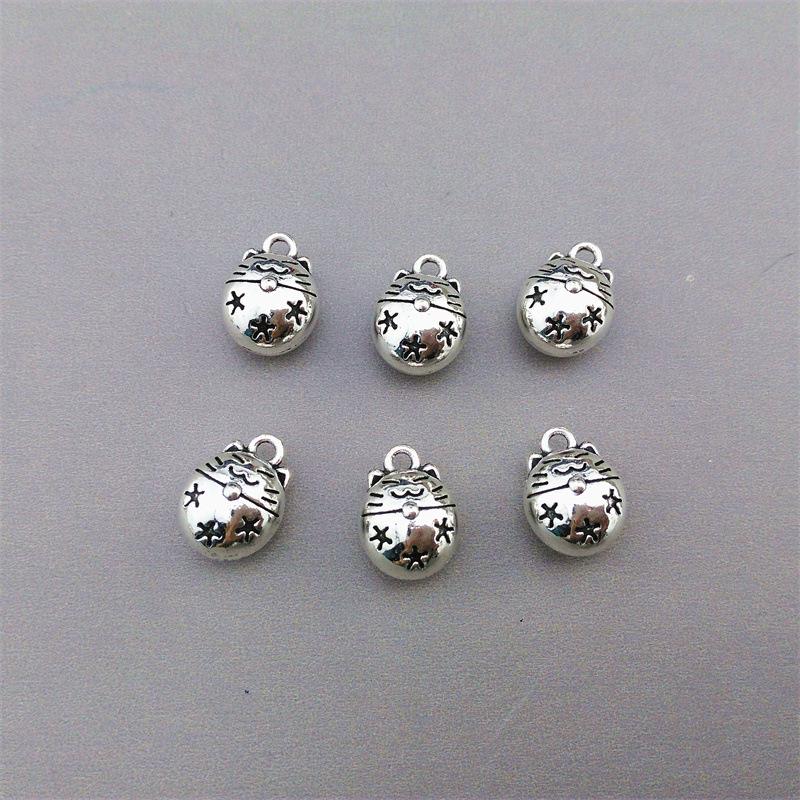 Tibetan Silver Clover & Bell Charm Bracelet with Pendant